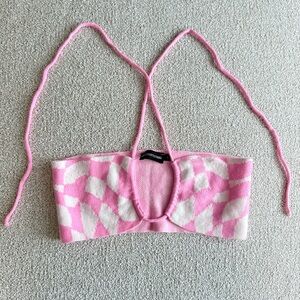 PrettyLittleThing Pink Knit Halter Top